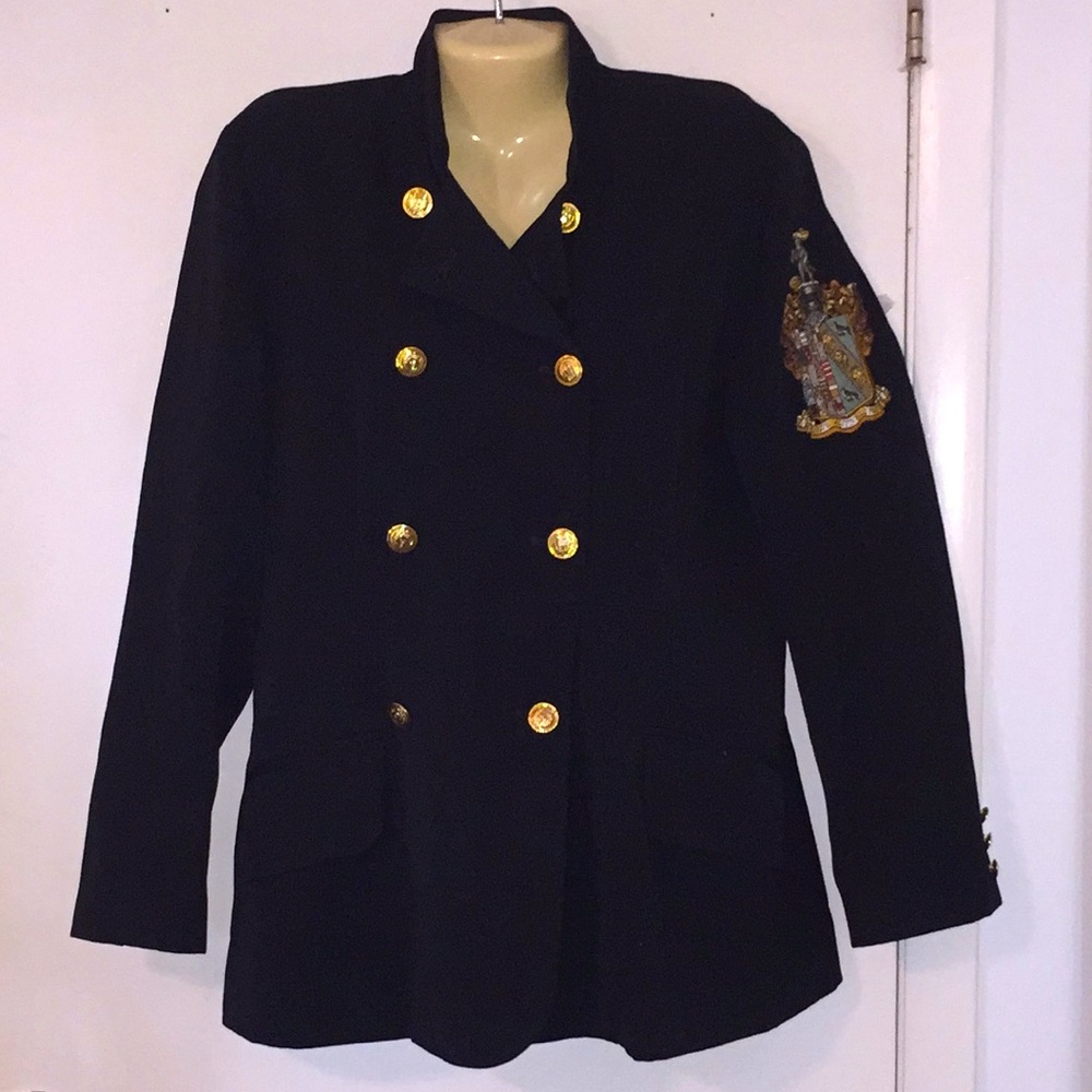 VTG Privata black Wool Crest Blazer Sz 12